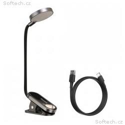 Baseus LED lampa na čtení s klipem, šedá