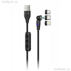 CONNECT IT Magnetický kabel PowerLink 3v1, USB-C, 