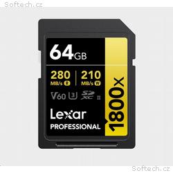 Lexar SDXC Pro 1800x U3 UHS-II R280, W210 (V60) 64