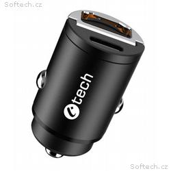 C-TECH nabíječka USB do auta UCC-02, 1x Type C + 1