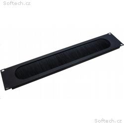 19" vyvazovací panel 2U s kartáčem, černý