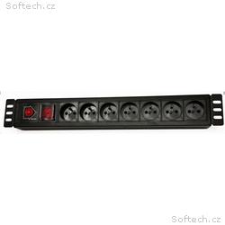 19" rozvodný panel LEXI-Net 7x230V, ČSN, vypínač, 