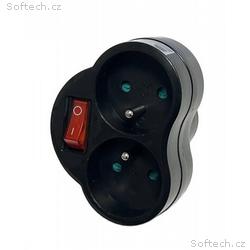 Konnoc DX-R2S rozbočka dvojzásuvka s vypínačem čer