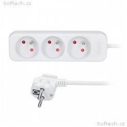 Solight prodlužovací přívod, 3 zásuvky, bílý, 1,5m