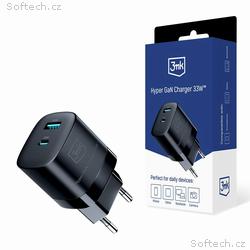 3mk síťová nabíječka - Hyper GaN Charger 33W, čern