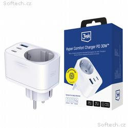 3mk síťová nabíječka Comfort Charger GaN 30W, bílá