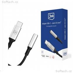 3mk adaptér USB-C, Jack 3,5mm (samice) 0,15m, čern