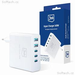 3mk síťová nabíječka - Hyper Charger 140W, GaN 3x 