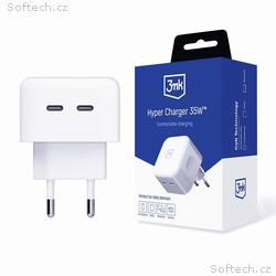 3mk síťová nabíječka - Hyper Charger 35W, GaN, 2x 