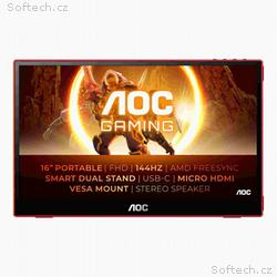 AOC Gaming, 16G3, 15,6", IPS, FHD, 144Hz, 4ms, Blc
