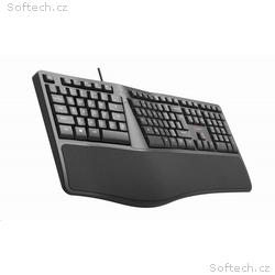 C-TECH Klávesnice KB-113E USB, ERGO,  černá, CZ, S
