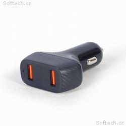 GEMBIRD Nabíječka do auta, 2x USB, rychlo-nabíječk