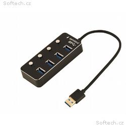 GEMBIRD hub, 4-port USB 3.1 (Gen 1) hub s vypínači