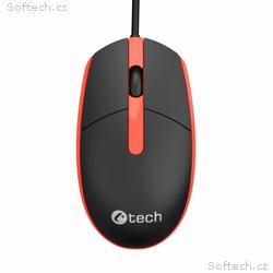 Myš C-TECH WM-10, černočervená, USB