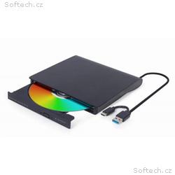 GEMBIRD externí mechanika DVD, USB-C, černá