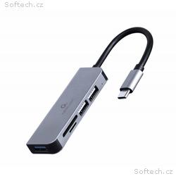 GEMBIRD hub, 3-port USB 3.1, Type-C, se čtečkou ka