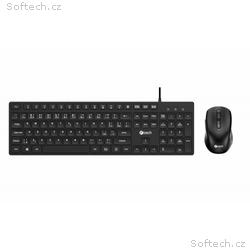 C-TECH Klávesnice KBM-108, drátový combo set s myš