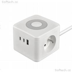 Viking síťový adaptér YC23L, 2x 230 V, 1x USB-A, 2