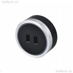 Viking zásuvkový modul A50, 2x USB-A, stříbrno-čer
