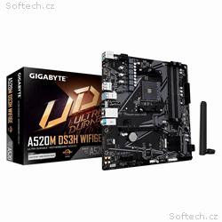 GIGABYTE MB Sc AM4 A520M DS3H WF6E, AMD A520, 4xDD