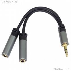PremiumCord rozdvojka HQ 3,5mm Jack Male - 2x Jack