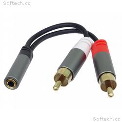 PremiumCord kabel HQ Jack 3.5mm Female - 2x CINCH 