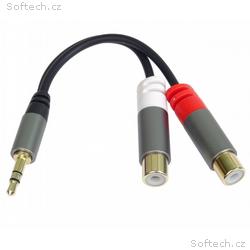PremiumCord kabel HQ Jack 3.5mm Male - 2x CINCH Fe