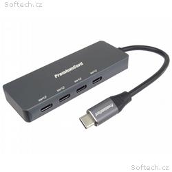 PREMIUMCORD Hub USB-C na 4x USB 3.2 Typ-C, 5G Supe