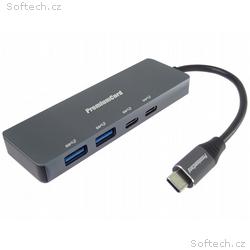 PREMIUMCORD Hub USB-C na 2x USB 3.2 Typ-C +2x USB 