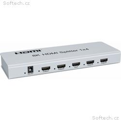 PremiumCord HDMI 2.1 splitter 1-4 porty, 8K@60Hz, 