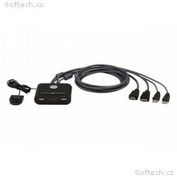 ATEN 2-port mini HDMI KVM USB, integrované kabely,