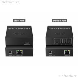 PremiumCord 4-port USB 3.0 extender po Cat5, Cat5e
