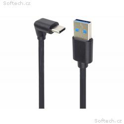 PremiumCord USB C-USB A, zahnutý, černý, 3m