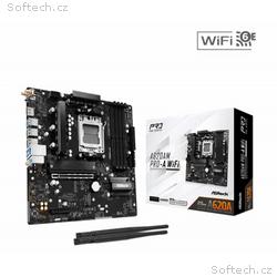ASRock MB Sc AM5 A620AM PRO-A WIFI, AMD A620A, 4xD