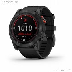 Garmin fenix 7X Solar, Gray, Black Silicone Band, 