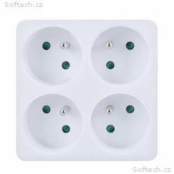 Solight rozbočka, 4 x 10A, dětská pojistka, bílá