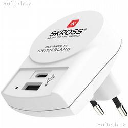 SKROSS USB A+C nabíjecí adaptér EU, 27W, typ C