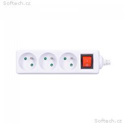 Solight vícenásobná zásuvka, 3 zásuvky, vypínač