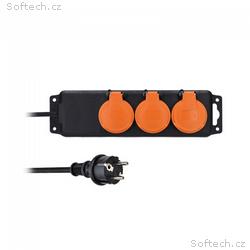 Solight prodlužovací přívod IP44, 3 zásuvky, gumov