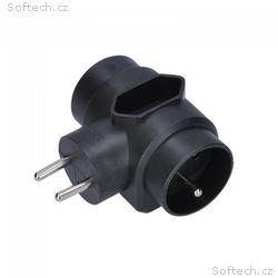 Solight rozbočka, 2,5A + 2x 10A, černá