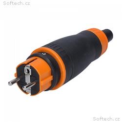 Solight zástrčka do vlhka, přímá, IP44, černá-oran