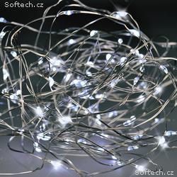 Solight vánoční řetěz stříbrný, 50x mini LED, 5m, 