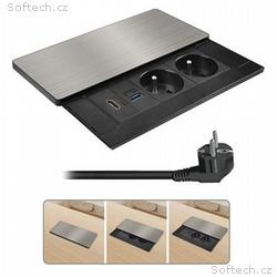 Solight vestavný blok zásuvek s posuvným krytem, 2