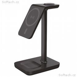 Solight stolní nabíječka 3v1, Qi2, MagSafe kompati