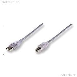 MANHATTAN Kabel USB 2.0 A-B propojovací 3m (stříbr