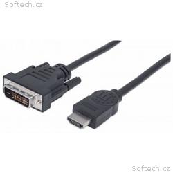 MANHATTAN kabel HDMI Male to DVI-D 24+1 Male, Dual