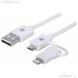 MANHATTAN i-Lynk Charge, Sync Cable, USB A to micr