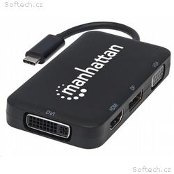 MANHATTAN Dokovací stanice USB-C 4v1, 1xDP, 1xHDMI