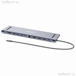 MANHATTAN Dokovací stanice USB-C 12v1, 2xHDMI, DP,