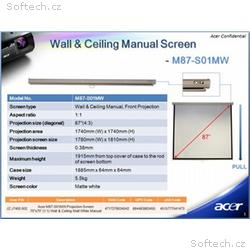 Acer 90" projekční plátno s montáží na zeď či stro